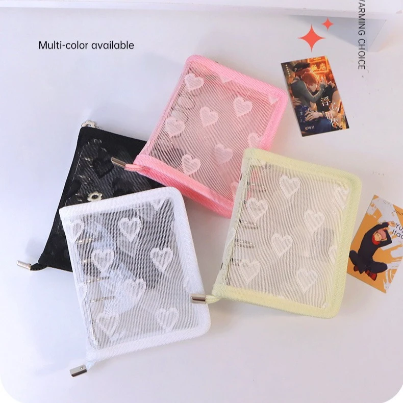 Kawaii M5 Lace Heart Binder Zipper Notebook for Kpop Collection Cute Journal Girl Student Diary Photo Card Organizer M5 다이어리