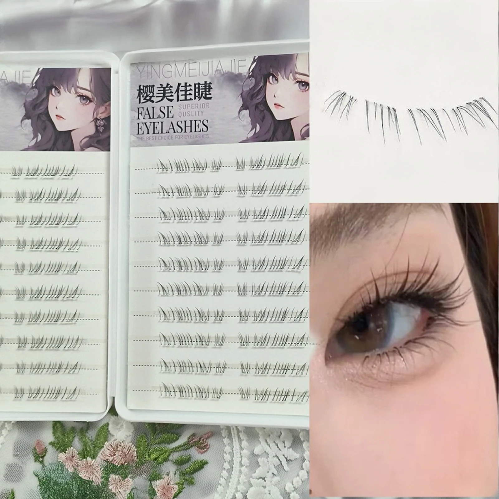 Natürlich aussehende untere gefälschte Wimpern Wispy Cosplay Einzelwimpern Cluster Comic Falsche Wimpern für Schönheit Perfektes Augen-Make-up