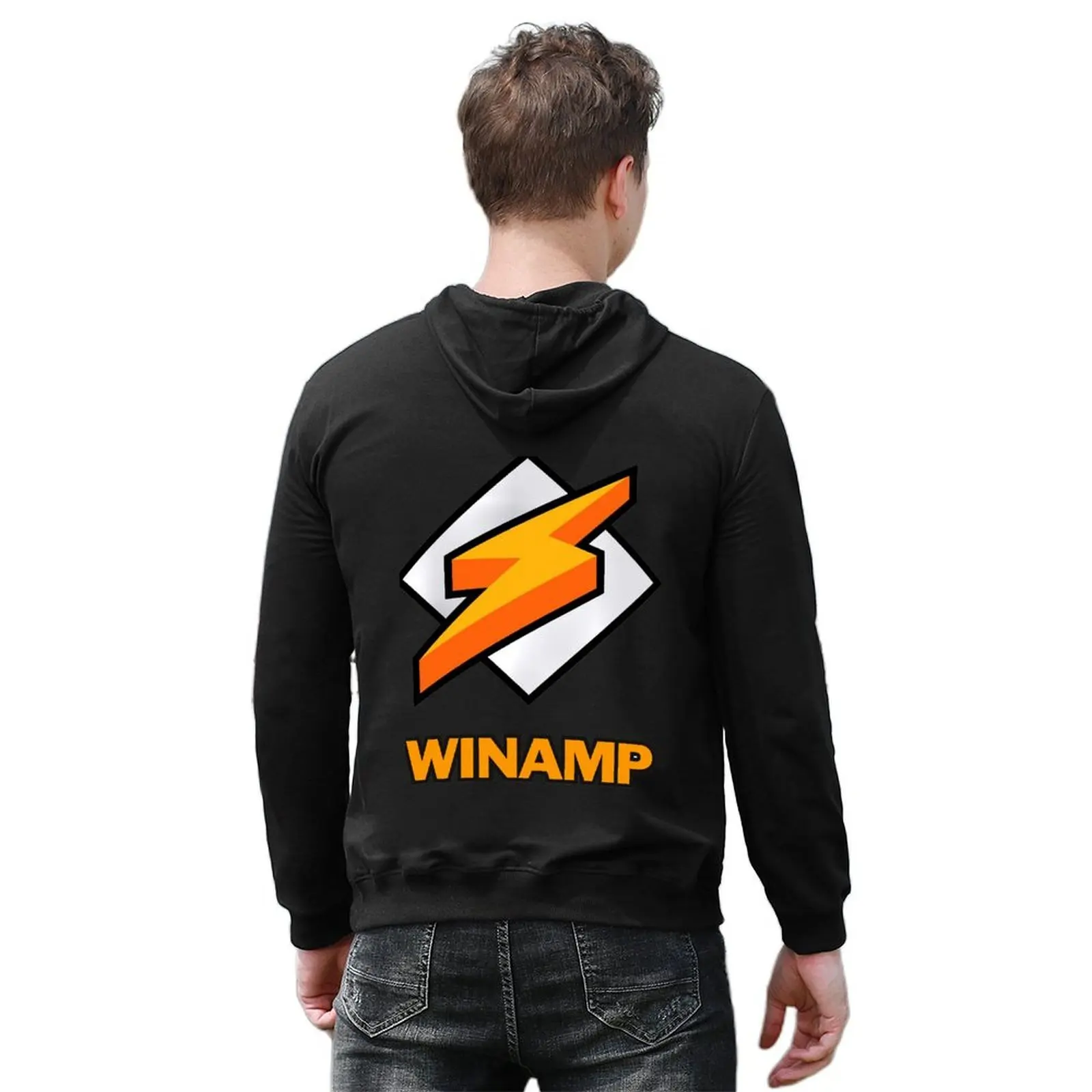 سترة Winamp للرجال والنساء بغطاء للرأس سترة خريفية للرجال مصممة ملابس رجالية ملابس كورية بغطاء للرأس جرافيك