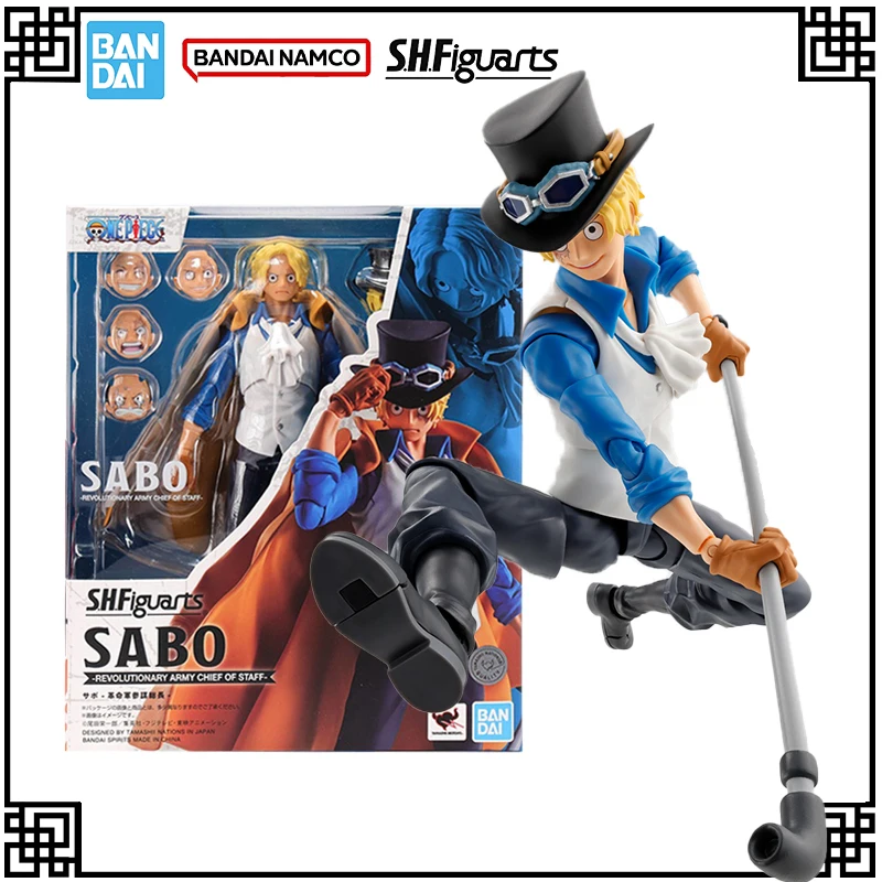 

In Stock Genuine Bandai Original SHF One Piece Anime Figure SABO REVOLUTIONARY ARMY CHIEF OF STAFF Action Figures Toys for Boys