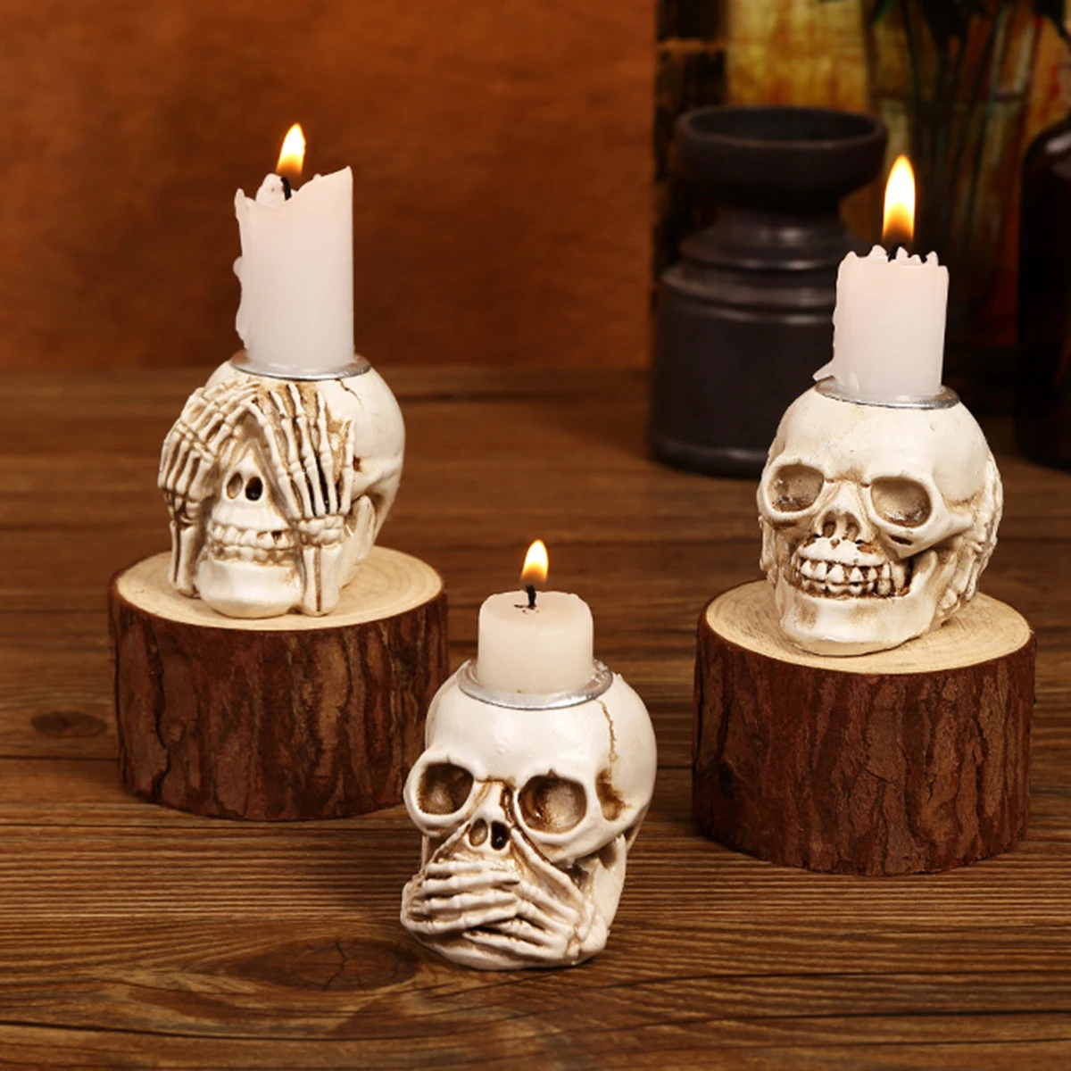 1pc Antique Skull Incense Burner,Halloween Skull Candlestick，Halloween Room Decor Goth, Home Decor, Room Deco