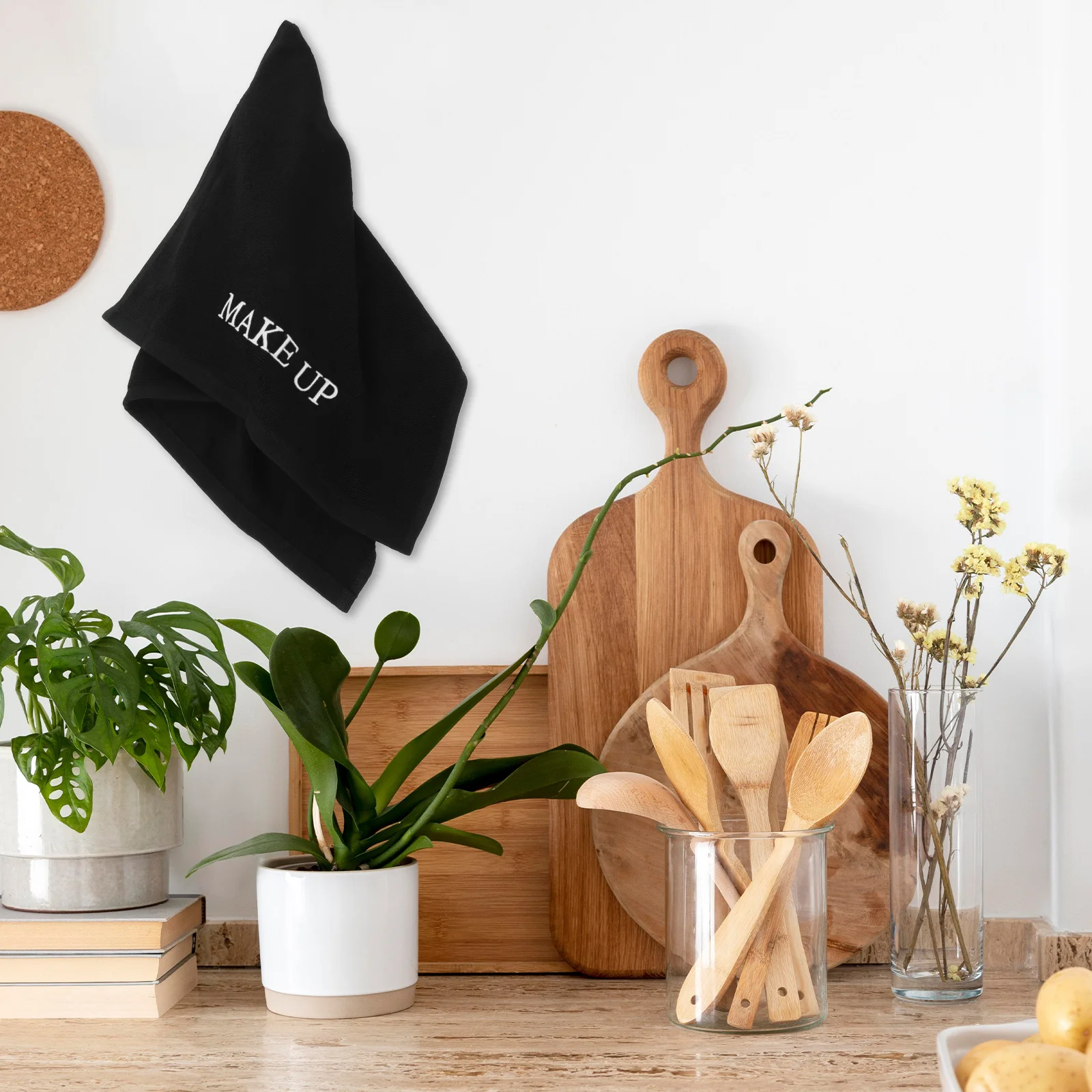 Хлопковый коврик для туалетного столика 75X35 см, черный коврик для макияжа, впитывающая защита для стола для туалетного столика, настольный органайзер, коврик