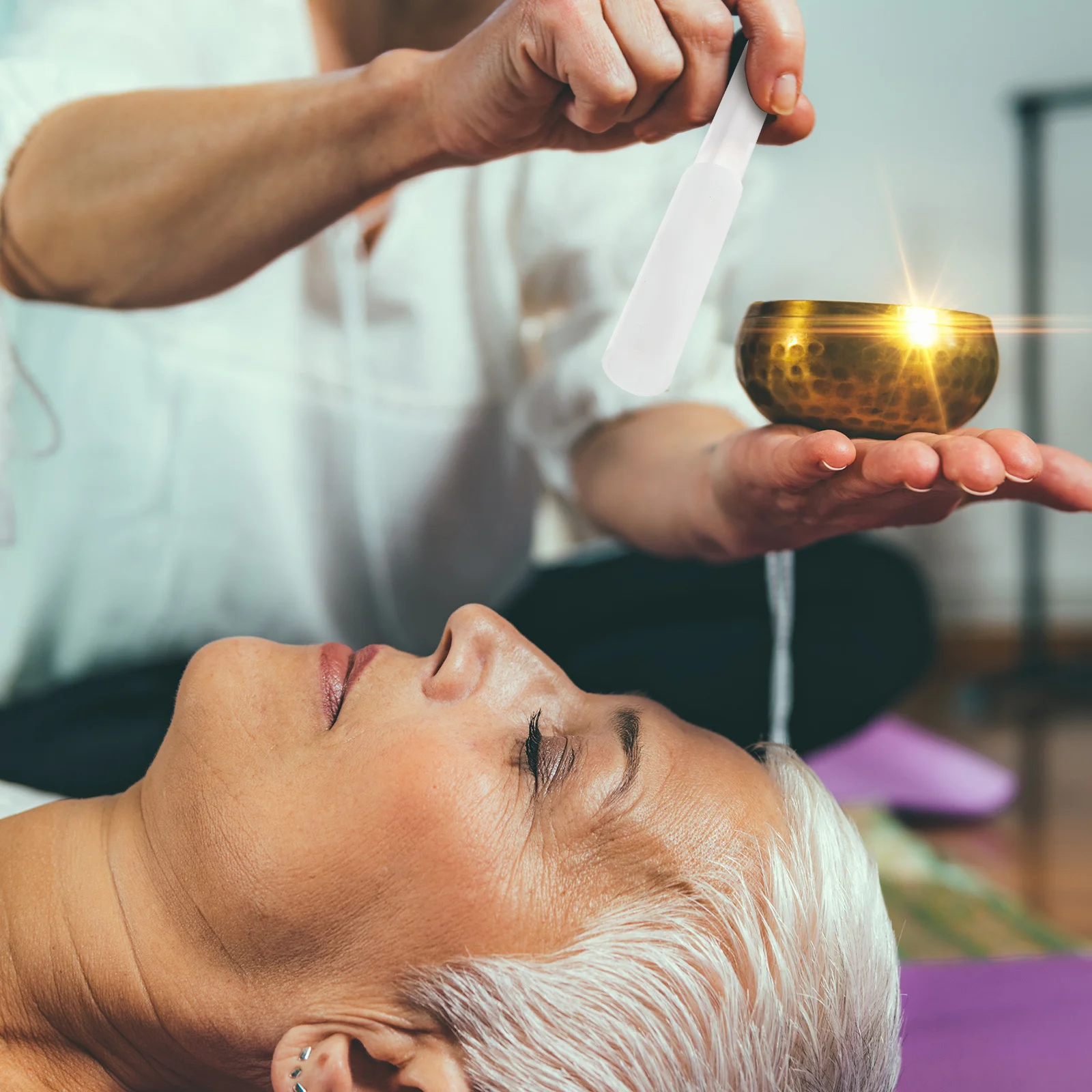 

1 set Acrylic Crystal Rod Percussion Instrument Striker For Singing With Rubber Ring Crystal Bowl Mallet Singing Bowl