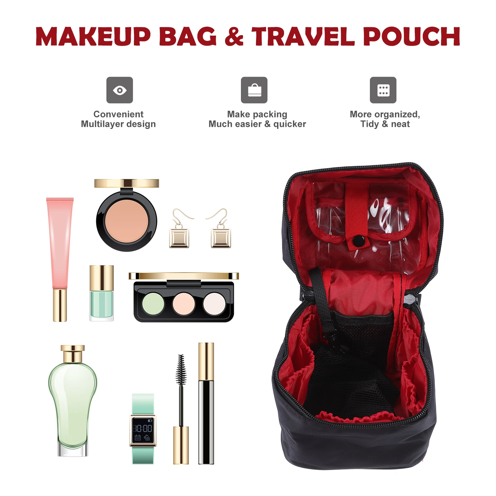 

Travel Toiletry Bag Black Mesh Zippered Storage For Cosmetics Perfume Organizer Portable Wash Bag Women Outdoor Handbag Makeup