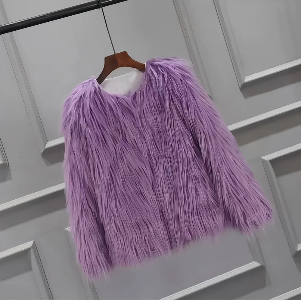 

Baby Girls Faux-Fur Jackets Coat Autumn Winter Warm Faux Fur Coats Winter Snowday Thick Warm Purple Clothes Pullover 2-10 Years