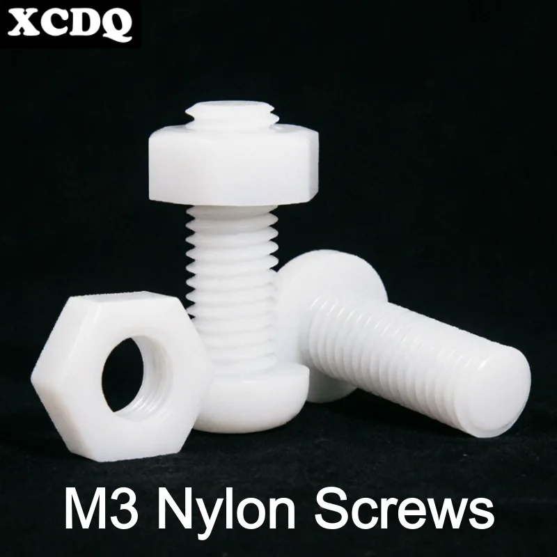 100pcs M3 Nylon PA66 Pan Head Phillips Screws White Plastic Insulated Machine Bolts for Electronics/DIY PC Board 4-12mm Length