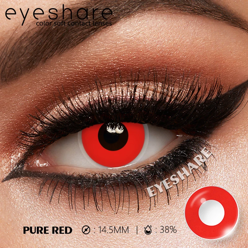 EYESHARE 1 Paar weiße farbige Kontaktlinsen für Cosplay, rote Kontaktlinsen, Anime-schwarze Augenlinsen, Halloween-Schönheits-Make-up-Linsen – Detail 7