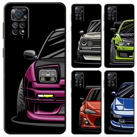 Japan JDM Sports Cars Phone Case for Redmi Note 9T 10 Pro 10 8T 11 Pro 12 9 8 7 13 10S 12S 9S 11S 10 Luxury TPU Soft Cover