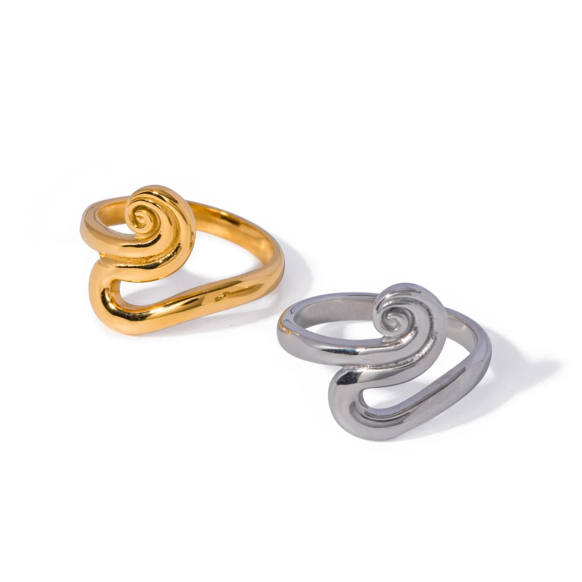 

Stainless Steel PVD 18K Gold Plated Tarnish Irregular Twist Rings For Woman Jewelry Wholesale Trendy
