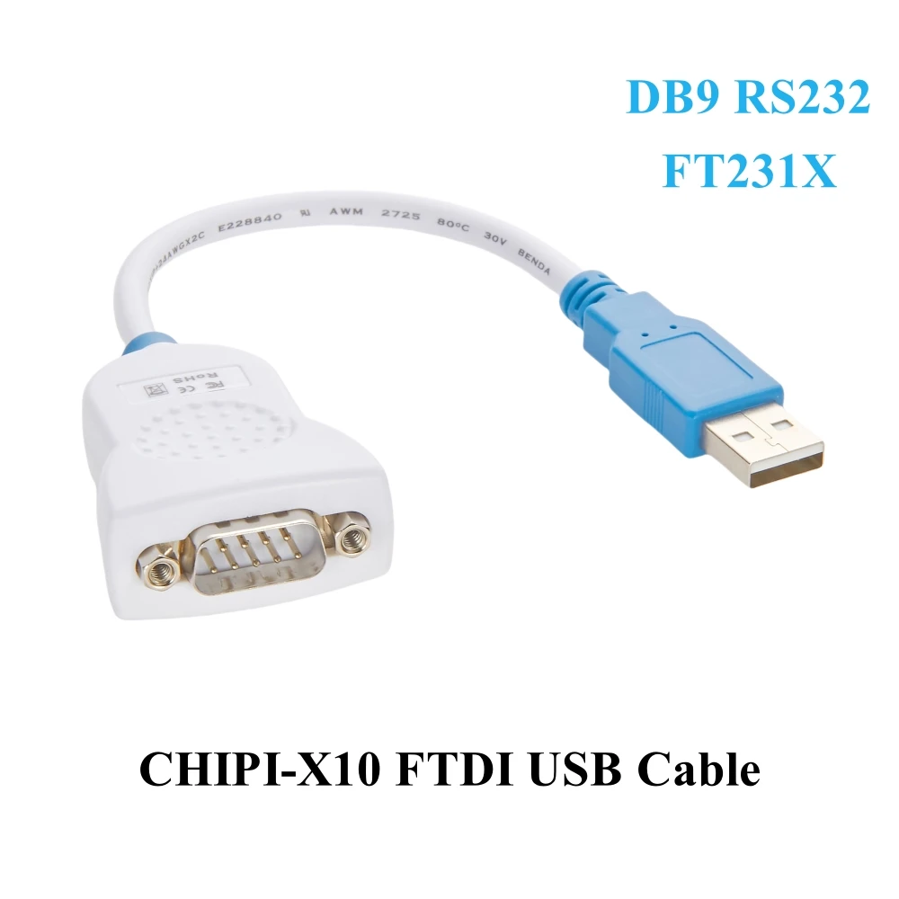 CHIPI-X10 FTDI USB Cable USB A to DB9 RS232 Serial Converter with FT231X RS232 Level Shifter Support Level Full-Handshake Window