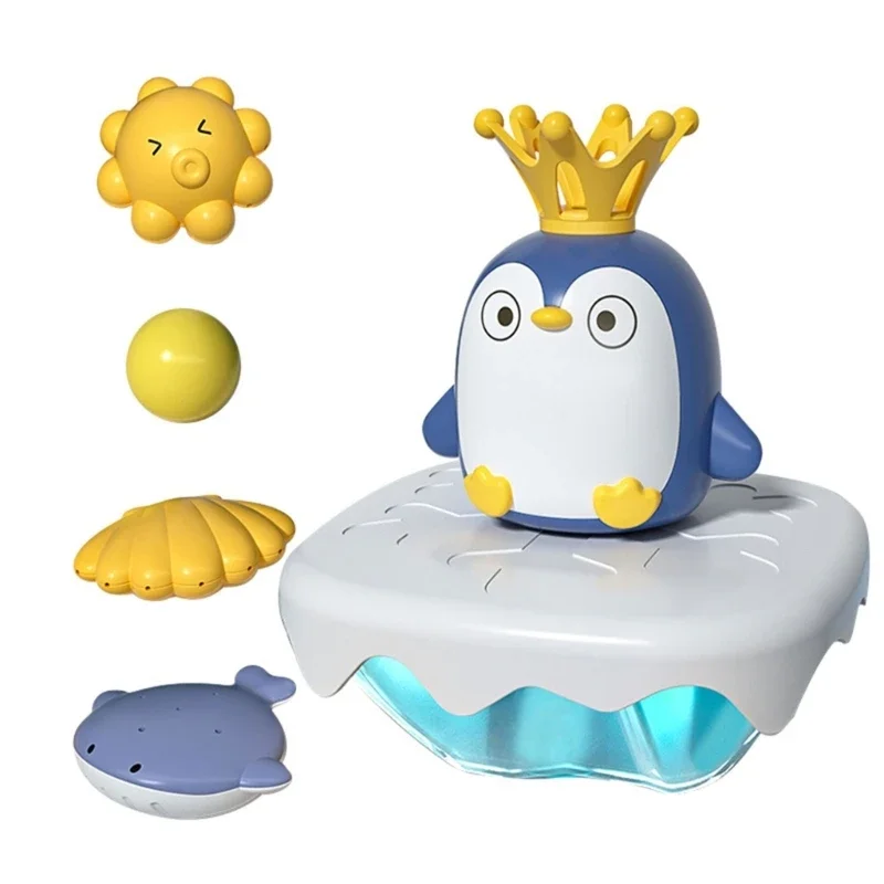 

Children's Bathroom Spinning Water Spray Summer Water Play Toy Cartoon Electric Iceberg Penguin Baby Bath Interactive Toy