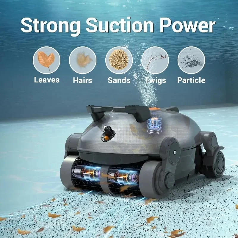 Pulitore per piscina robotico senza fili, arrampicata su parete, triplo motore, durata della batteria estesa, parcheggio automatico, aspirazione automatica per piscina interrata