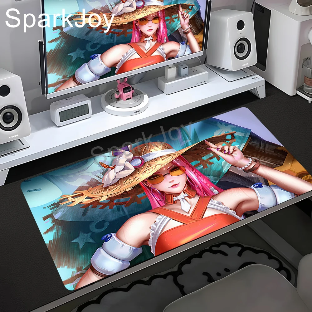 PC Gamer Cabinet Kawaii Mousepad XXL Sexy Anime Girl Overwatch Mercy Mouse Pad Keyboard Rug Laptop Gaming Accessories Desk Mat view 4