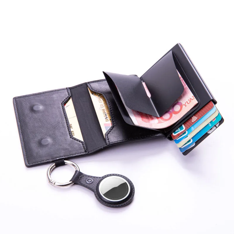 Air Tag Wallet Slim Card Holder Leather Woman Money Case Man\'s Card RFID Airtag Travel Bank Business Smart Carteira Masculina