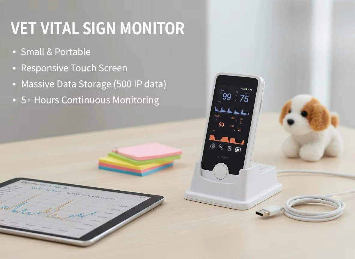 Handheld veterinary pulse oximeter and saturation  with high definition touch screen