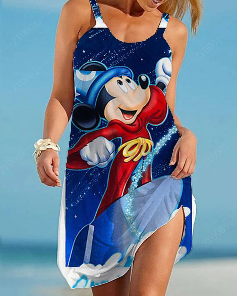 Grand TANClothing-Robe de bord de mer Disney pour femmes, robes d'été élégantes pour femmes, grande taille, mode féminine, année