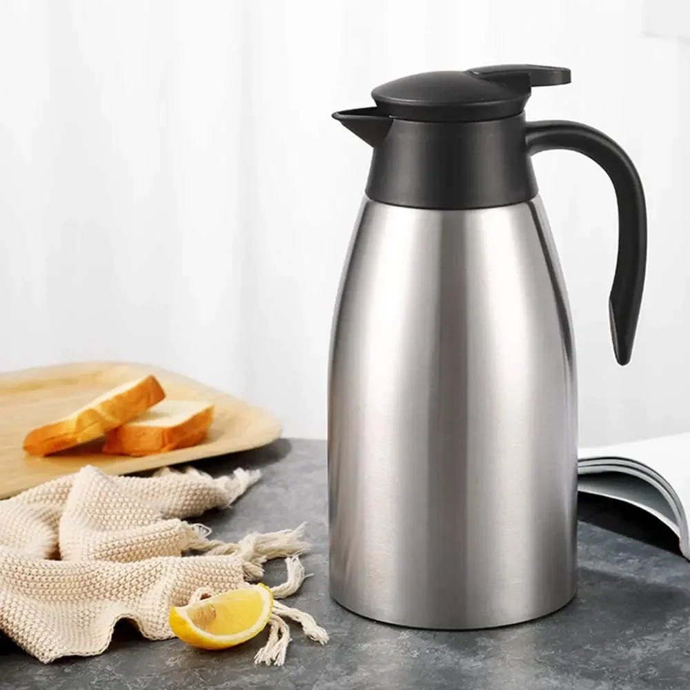 Stainless Steel Double Walled Thermos, Insulated Vacuum Jug, Air Flask, Water Bottle, Tea and Coffee Carafe, Hot and Cold Drinks