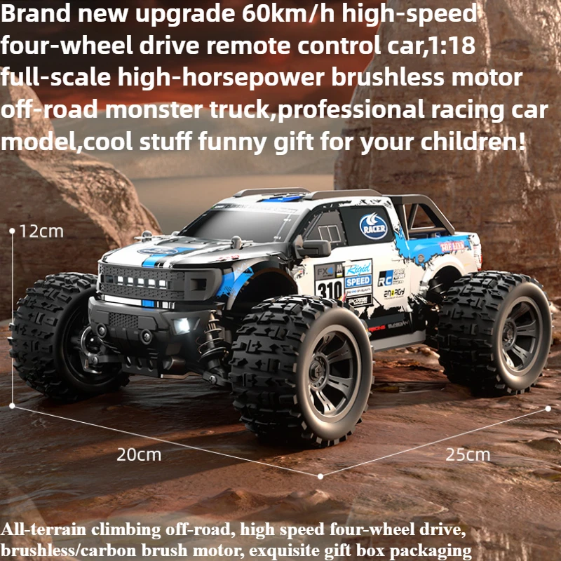 Cool Stuff Toy Car Funny Gift-60km/h High-speed 4WD Rc Cars,1:18 Brushless Off-road Bigfoot Rc Cars,Monster Truck,Toys for Kids
