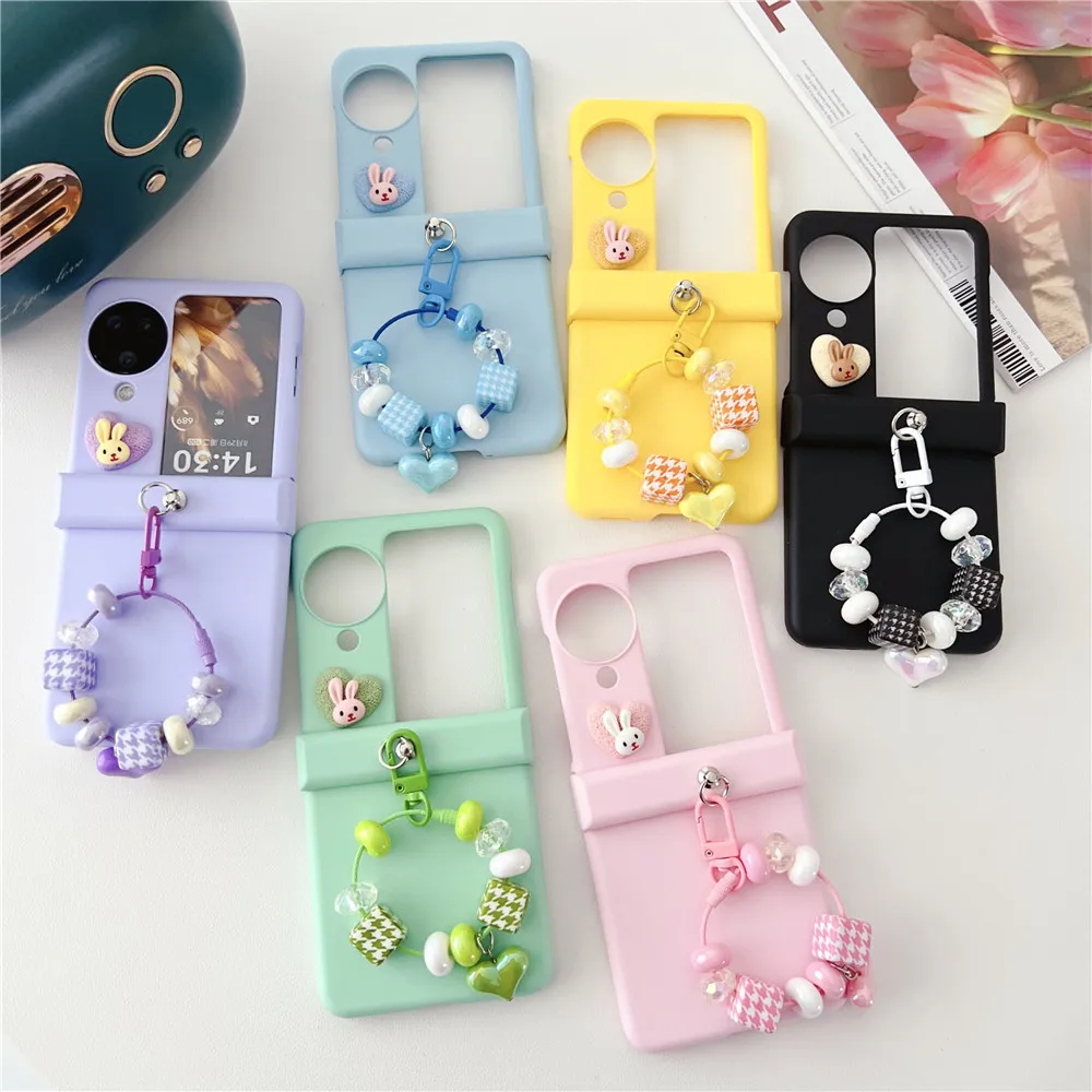 Diy Cute Pendant Hinge PC Phone Case For Motorola Razr 40ultra Case OPPO Find N2Flip N3Flip Huawei P50 Pocket S Cover Z Flip 5 4