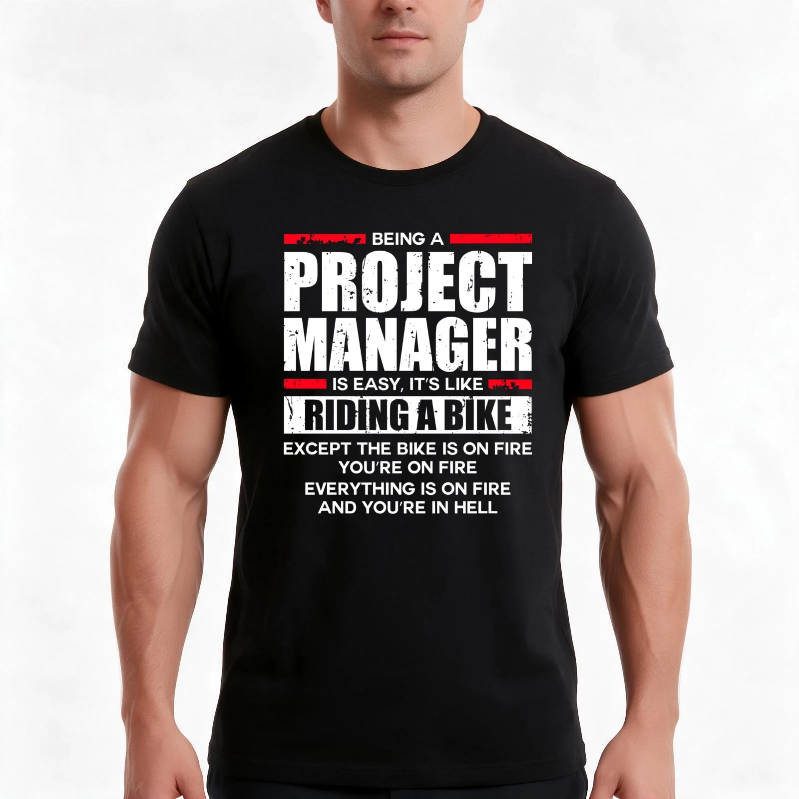 Being A Project Manager Is Easy Like Riding A Bike T-Shirt, Summer Casual Cotton Tee, Oversized Streetwear Tops, 100% Cotton
