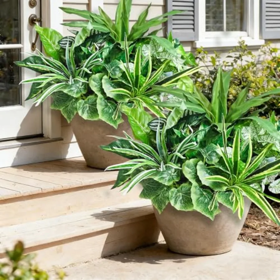 

Искусственные листья для улицы, имитация ели, УФ-стойкие, реалистичные, пластиковые, большие пучки, кусты, стебли, искусственный декор для улицы