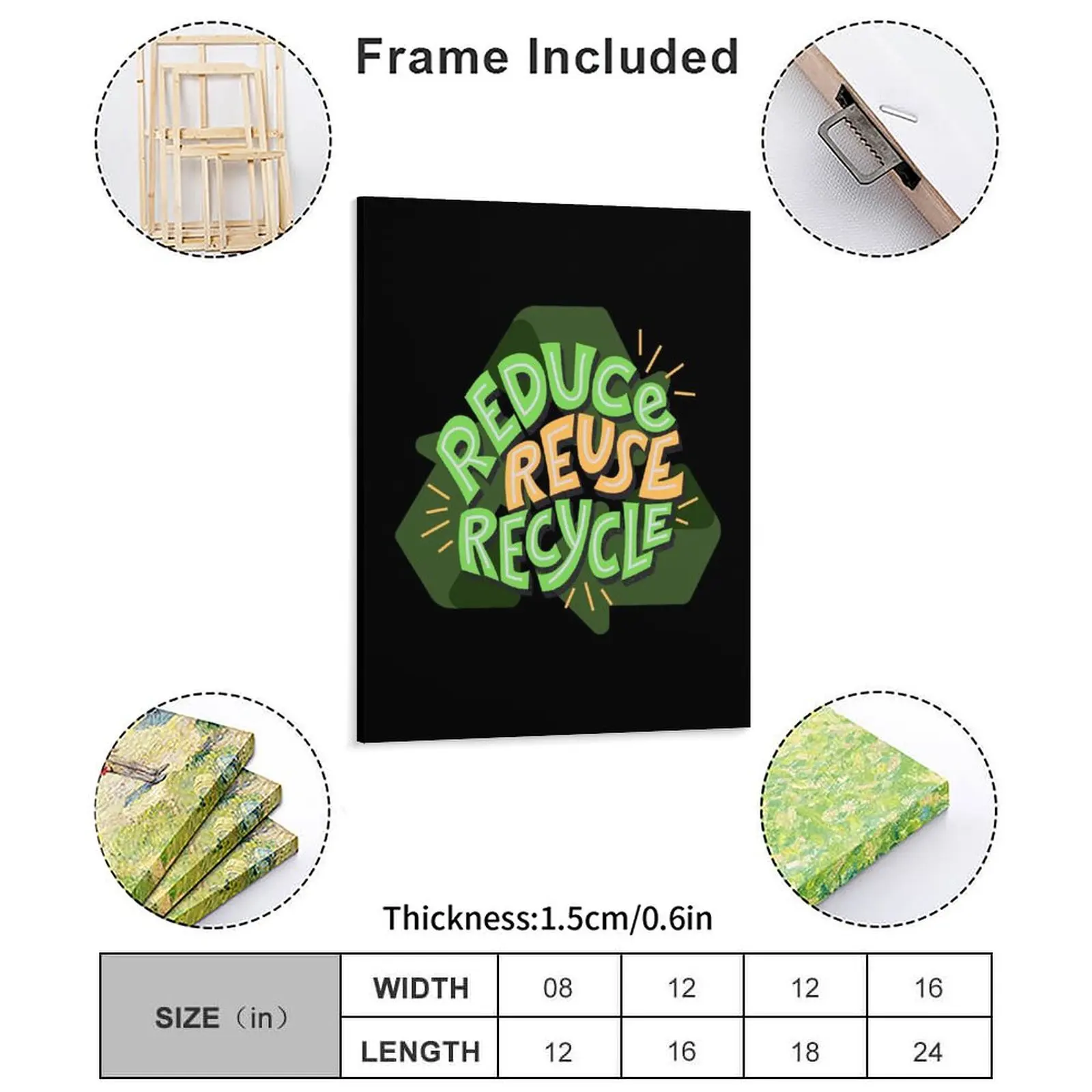 Reduce Reuse Recycle Canvas Painting Poster Mural Wall Cave Custom Designs Sign Framed Wall Paintings