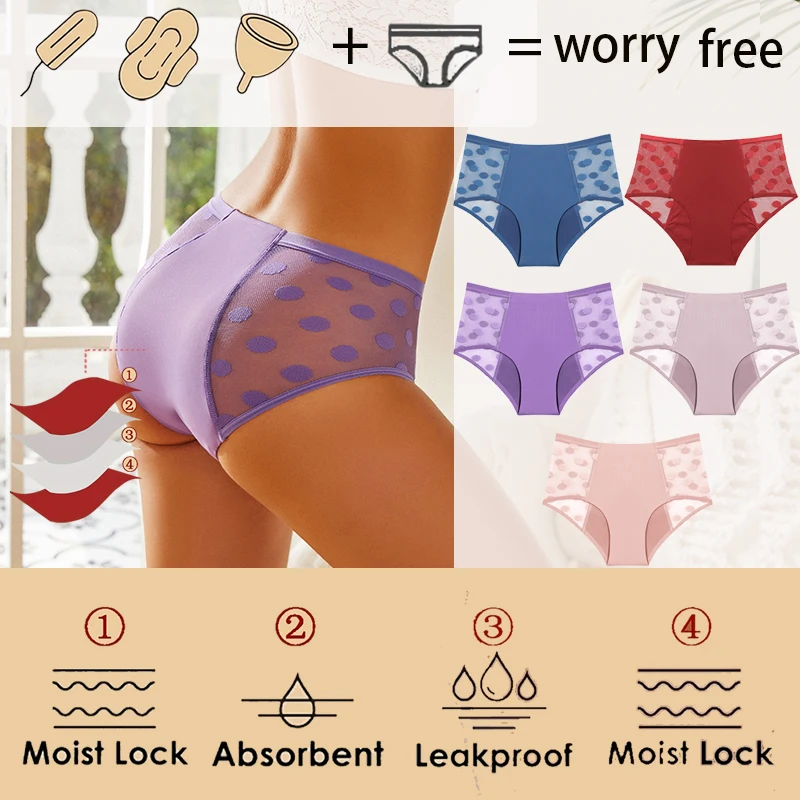 Physiological Underpants Sexy Lace Leak-proof Menstrual Three layer leak proof Sanitary Stretch Underwear Menstruation Briefs