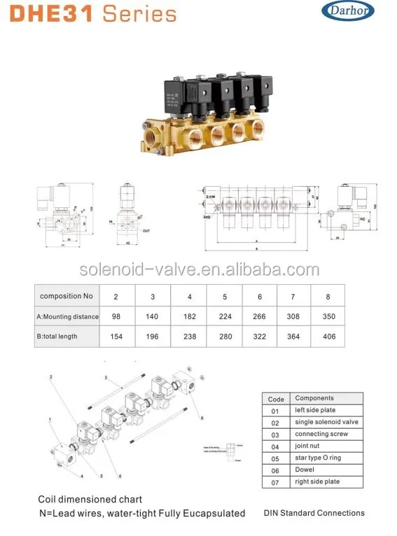 Darhor brass water 2 3 4 valves combined manifold solenoid valve 1/2