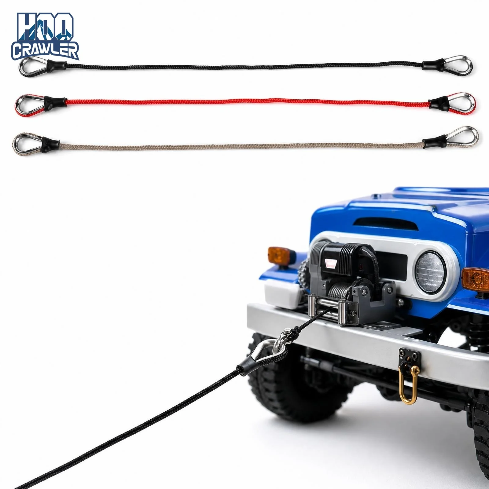 2PCS RC Tow Strap Simulated Scale Tow Rope Heavy Duty Recovery Pulling Rope for 1/16 1/18 1/24 RC Crawler Car Upgrade Parts