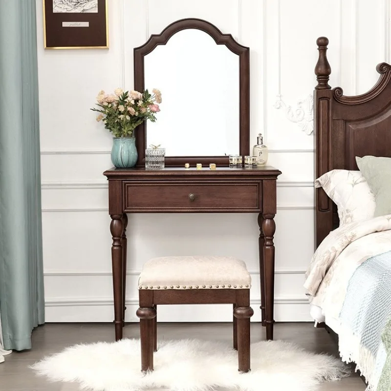 

American solid wood dresser single bedroom 80cm small apartment makeup table