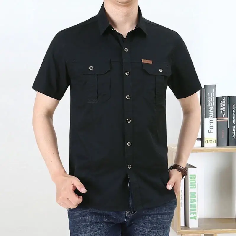 Safari Style Men Fashion Short Sleeve Shirt Summer Streetwear Korean Male Clothing Vintage Loose Oversized Outdoor Casual Tops