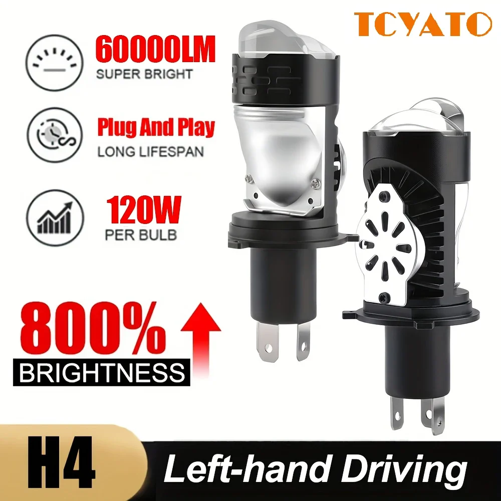 

1/2PCS H4 Projector Lens LED Car Headlight Bulbs 30000LM CANBUS Turbo Bulb H4 High Power Bi H4 bulb for Car Motorcyc