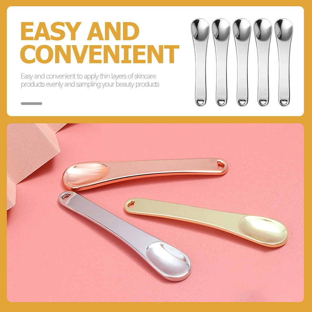 

5pcs Zinc Alloy Spatulas Spoon Eye Cream Applicator Face Mask Serum Skincare Tool Mini Portable Travel Size