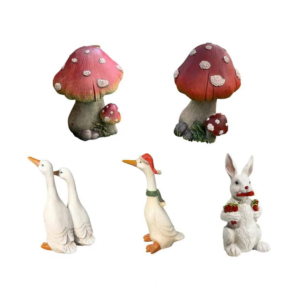 Resin Material Easter Bunny Ornament Cartoon Style Cute Appearance Bunny Statue DIY Craft Standing Design Rabbit Figurine