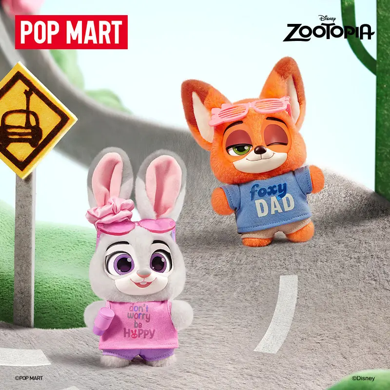 POP MART Disney Zootopia Серия Ace Duo: Плюшевые подвески, игрушки в закрытых коробках-сюрпризах, милые украшения, фигурки, декор для дома и рабочего стола.