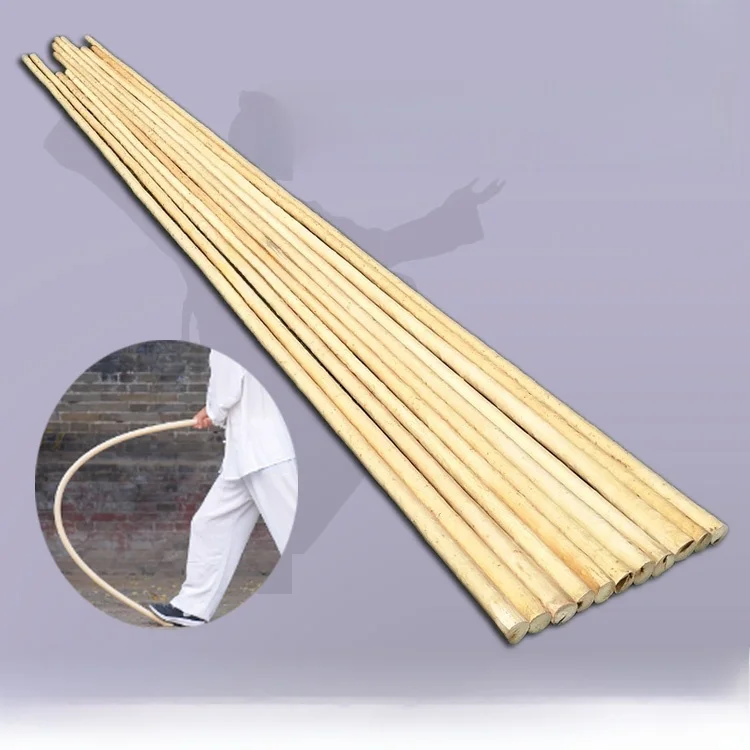 Bastão Longo de Tai Chi Taoista com Cabo de Cera Branca e Revestimento Amarelo, Equipamento de Treinamento de Artes Marciais Aprovado pelo Clube de Artes Marciais Chinabush