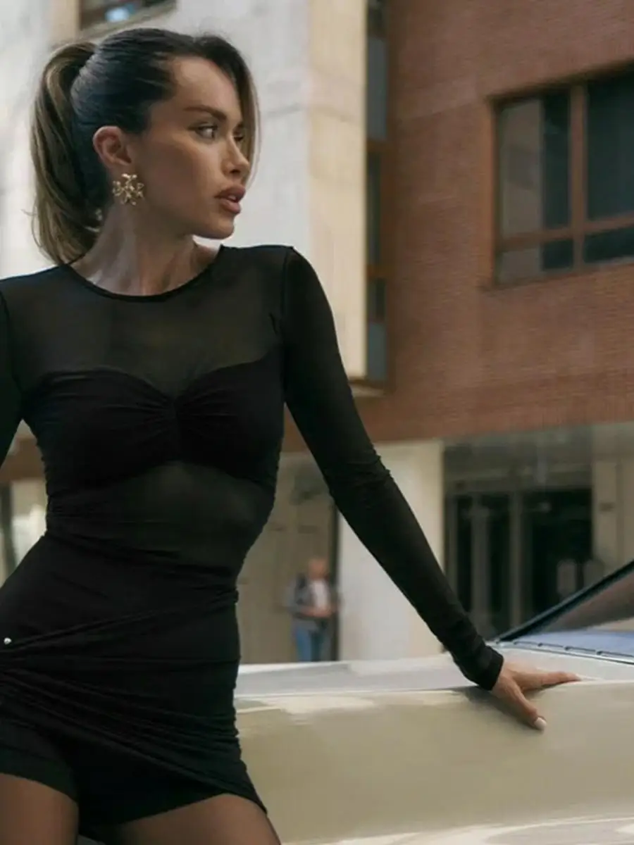 Sexy See-tough Me Or Macacão com Long Sves And Bal Design em Cor Pura para Mulheres Nova Chegada Coleção de Outono