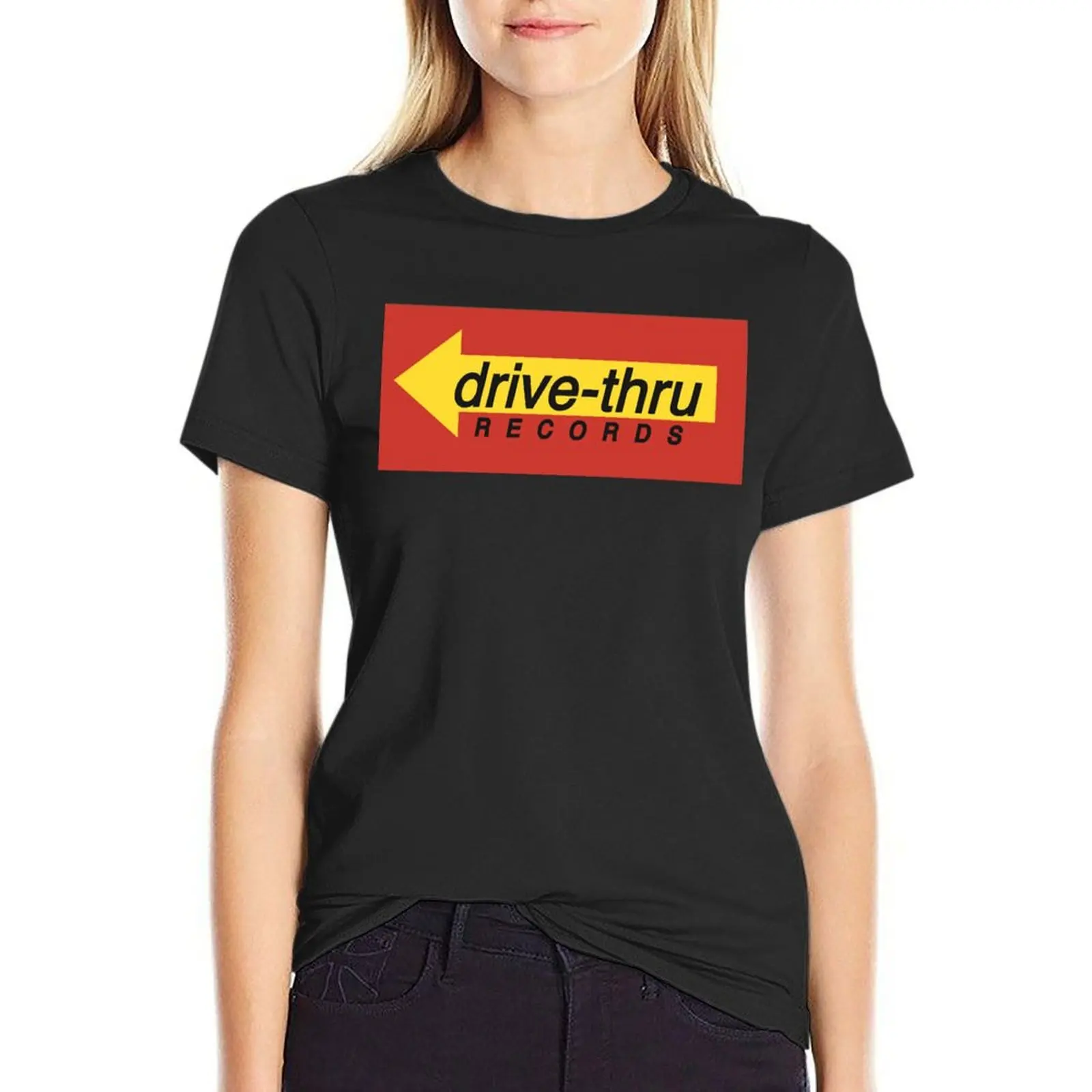 Camiseta con logotipo de Drive Thru Records para mujer, camisetas gráficas, camiseta para mujer