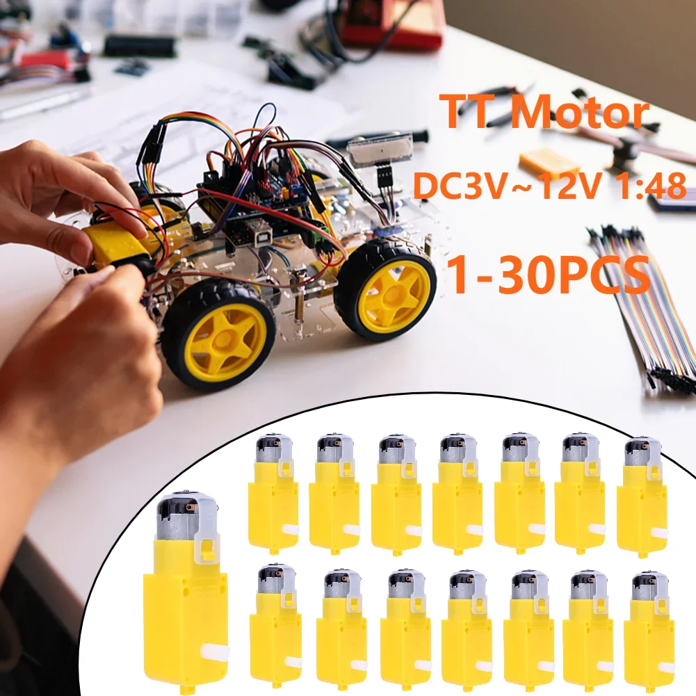 30-1pc Dual Shaft TT Motor DC 3-12V DIY Smart Car Robot Gear Motor Install EMC Smart Car Chassis Four Drive Gearbox Engine Motor