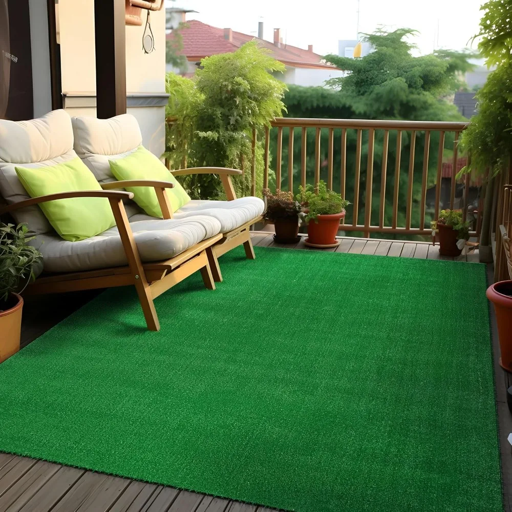 Artificial Turf Solid Grass for Backyard, Garden, Patio, Balcony, Garage, Deck Indoor Outdoor Area Rug 5' x 7' Green