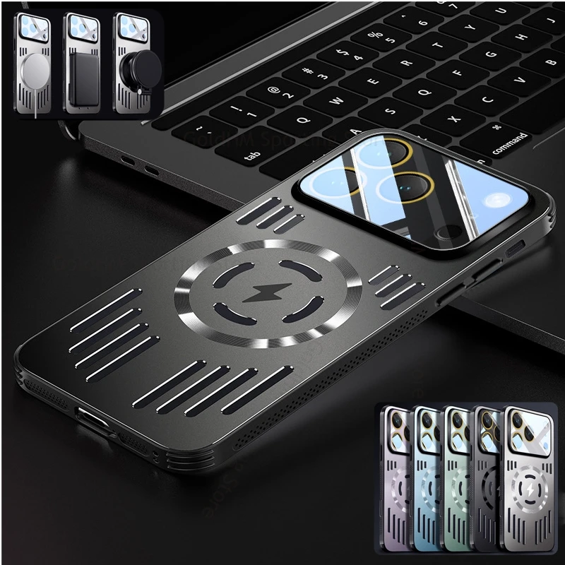 

Heat Dissipation Cooling Hollow Case For iPhone 17 Air 16e 15 Pro Max 14 Plus 13 For Magsafe Wireless Charging Shockproof Cover