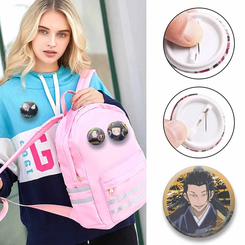 Classic Anime Peripheral Round Brooch Cartoon Character S-Suguru Geto Badges on Shoes Backpack Fashion Jewelry Pins Accessories