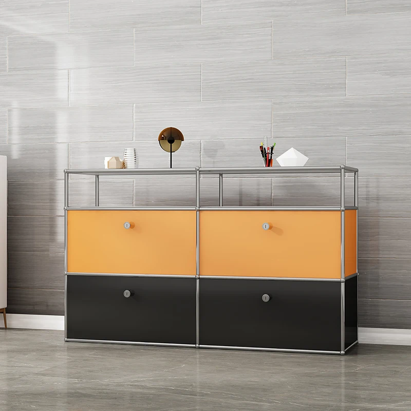 dining side cabinet small apartment home living room storage white wrought iron locker decorative cabinet module combination