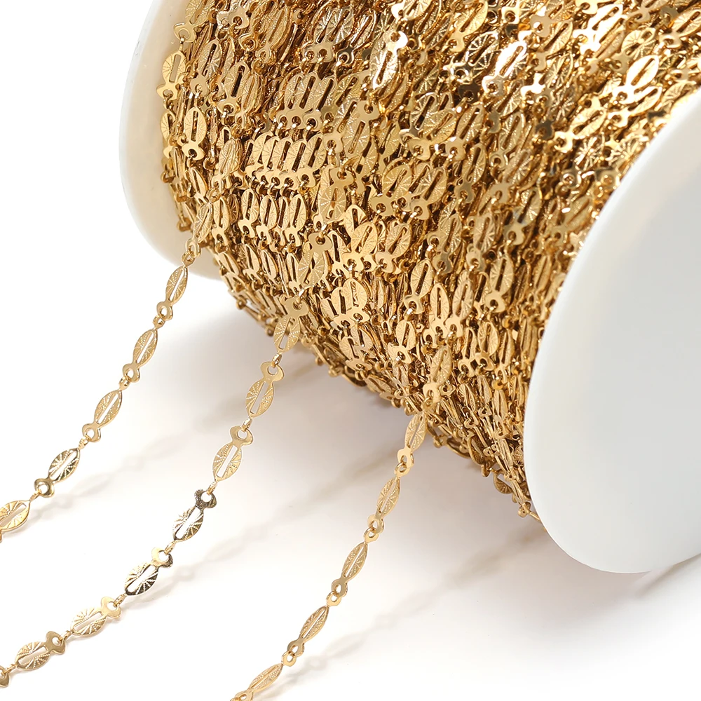 2 Meters Stainless Steel Hollow Fish Shape Chains for DIY Handmade Jewelry Earrings Making Necklaces Bracelets Crafts Supplies