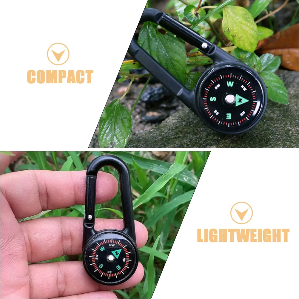 

2pcs Pocket Compass Outdoor Keychain Carabiner Snap Hook Metal Buckle For Hiking Camping Lightweight Small