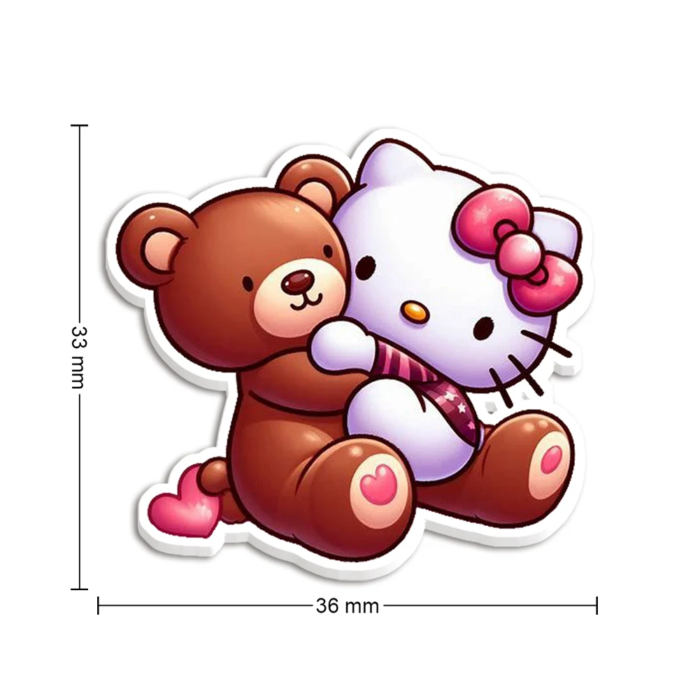 10pcs/lot Cartoon Love Hello Sanr Cat Resin Planar Transparent Glitter Acrylic Flatback for Badge Hair Bow Keychain Decoration