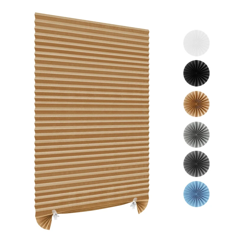 

Self-Adhesive Pleated Window Blinds Non-Woven Light Filtering Room Darkening Curtain Shades for Bedroom Bathroom Home Decoration