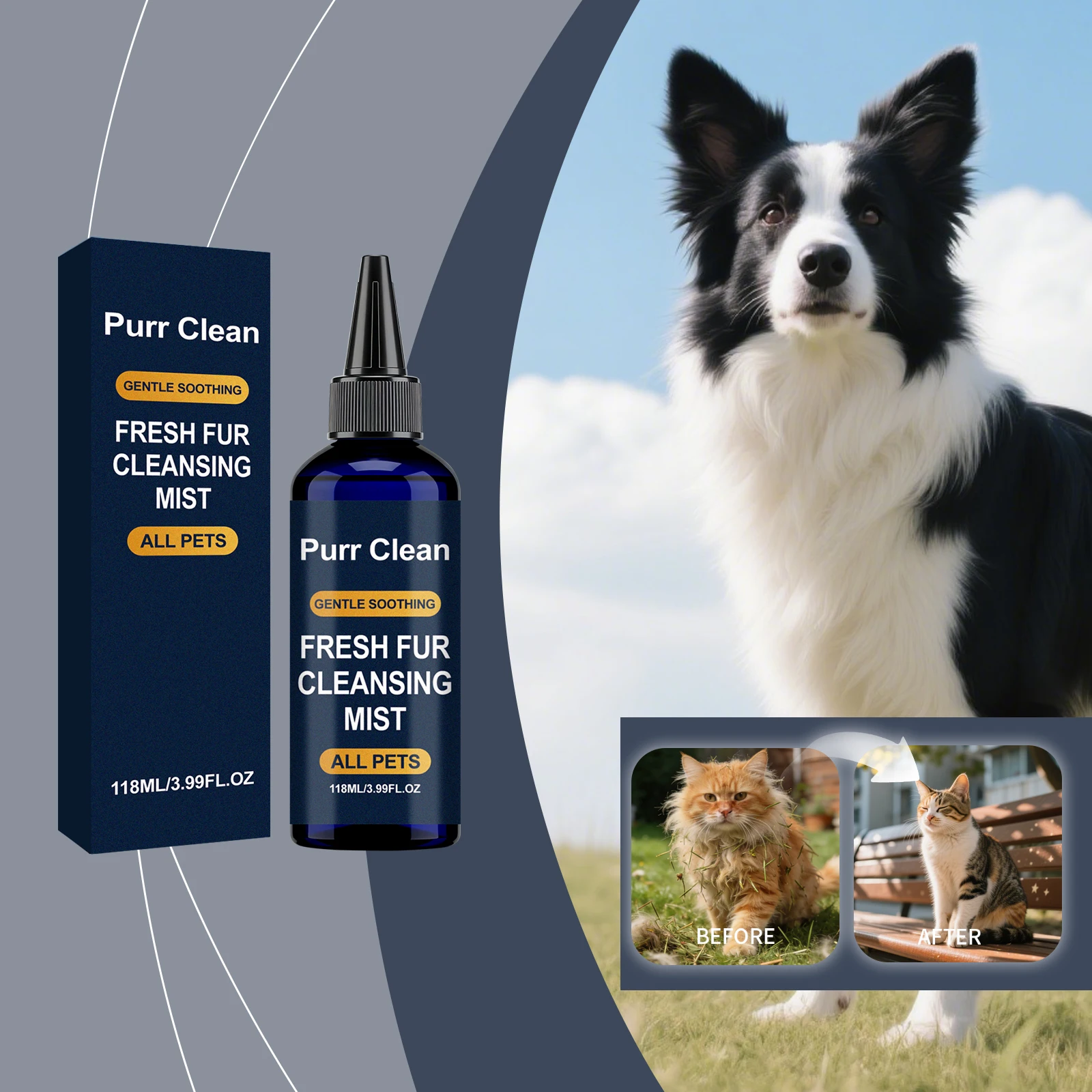 Pet Hair Cleaning Spray No Rinse Dry Shampoo Sooth Deodorize Fresh Scent Keep Fur Smooth Fluffy Dog Cat Anti Frizz Conditioner