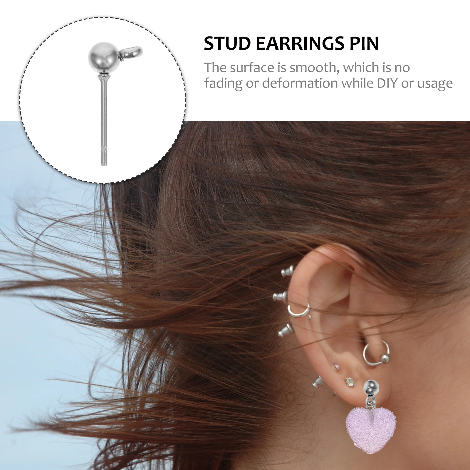 

100pcs Stainless Steel Studs Hypoallergenic Earring Components for DIY Jewelry Making Supplies Ear Non-Irritating Ear Stud