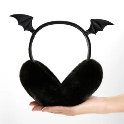 2024 Halloween Ohren schützer Mode luxuriöse lustige Fledermaus flügel schwarze Ohren schützer hochwertige hypo allergene Nachahmung Kaninchen fell